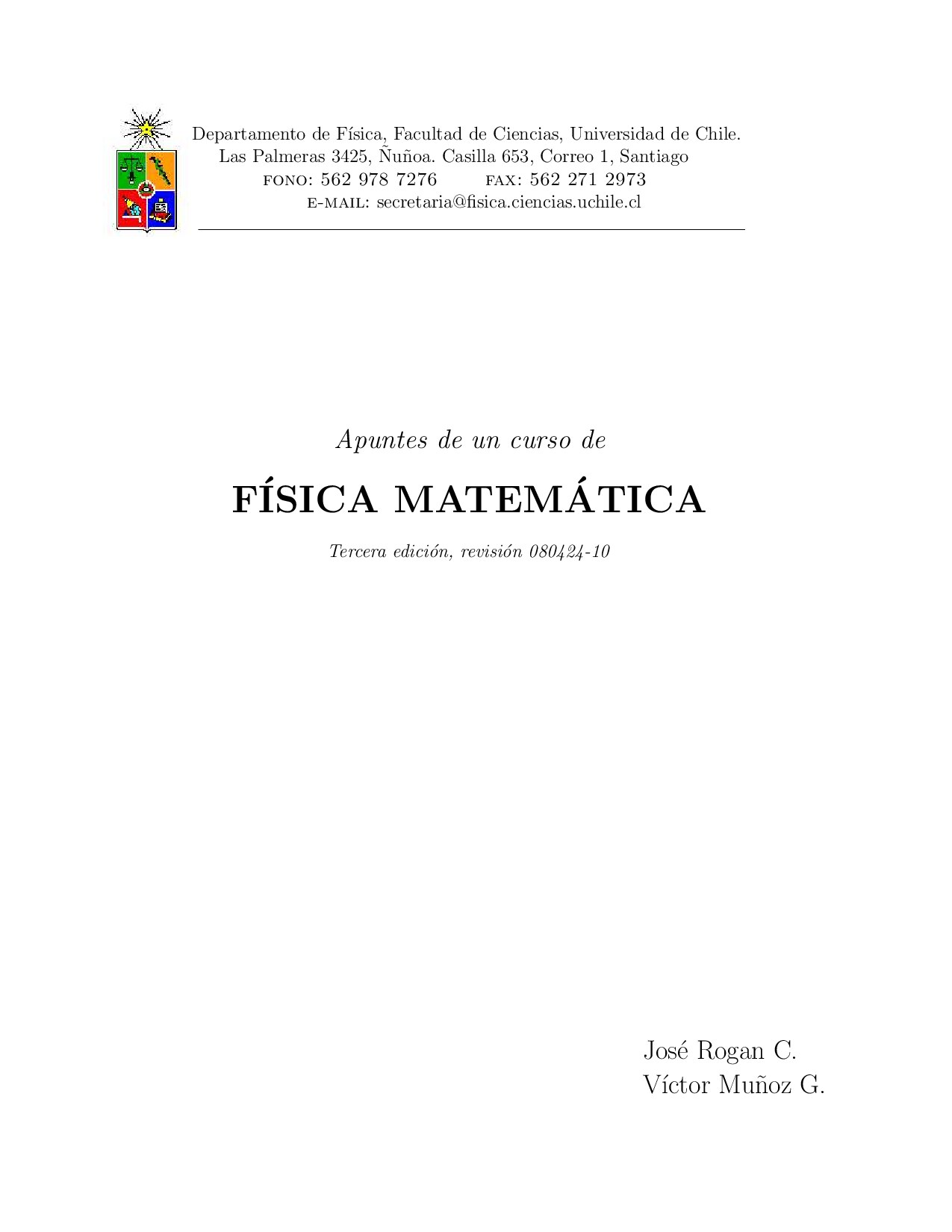 Apuntes de un curso de Fisica Matematicas