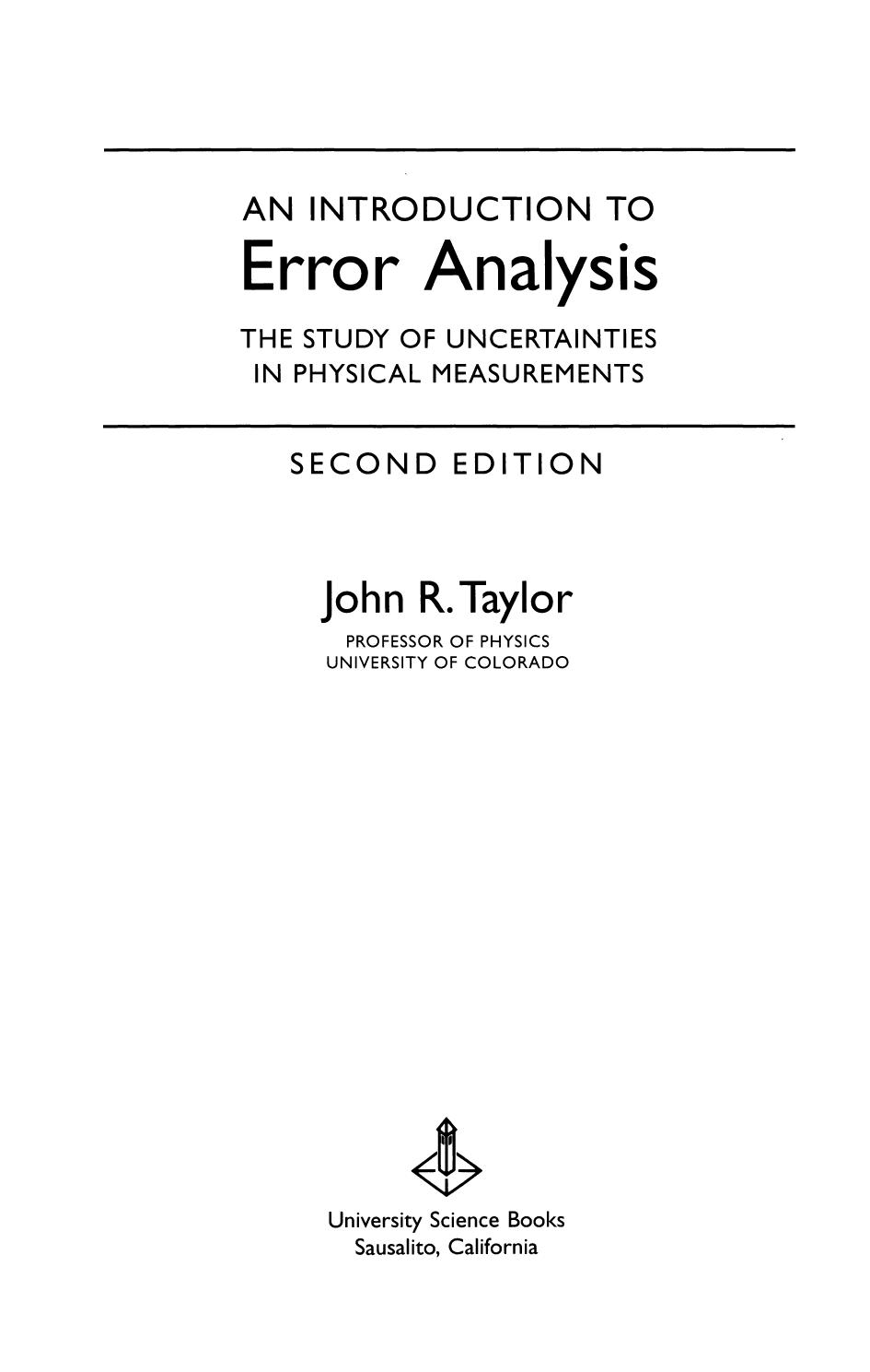 An Introduction to Error Analysis
