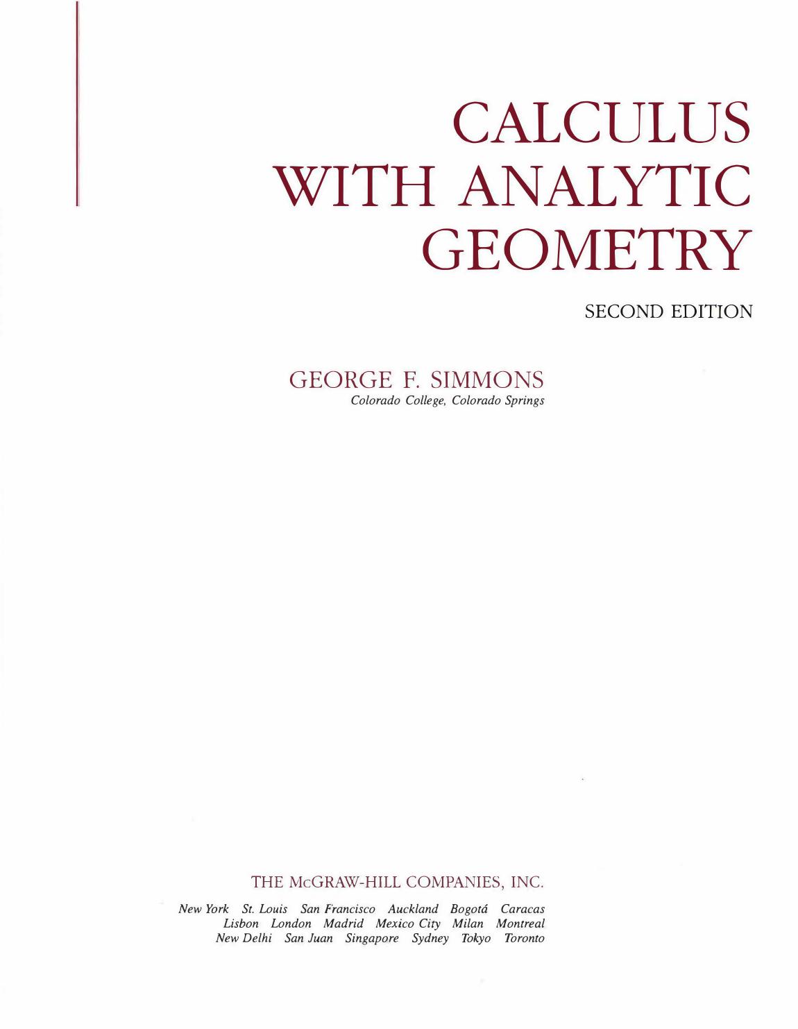 Calculus With Analytic Geometry